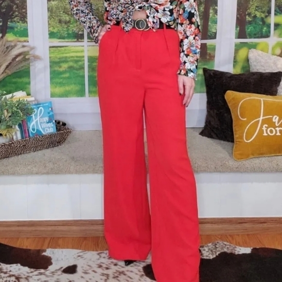 Red Wide Leg Pants - Picture 2 of 5